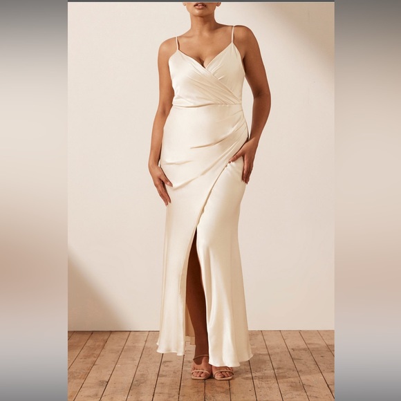 Shona Joy Dresses & Skirts - LA LUNE CROSS DRAPED MAXI DRESS - CREAM